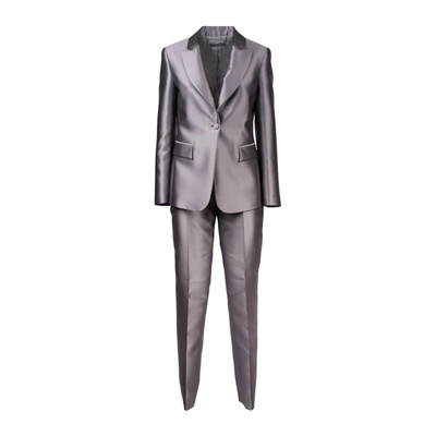Alberta Ferretti Mikado Suit In Gray