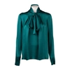 Alberta Ferretti Satin Blouse With Lavalliere Collar In Green