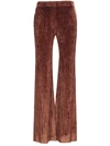 Alberta Ferretti Ribbed Concealed Trousers In Brown