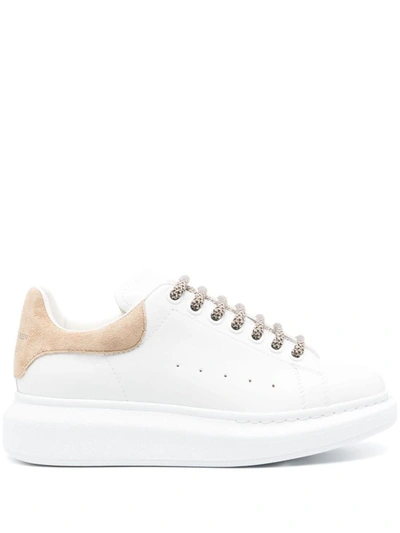 Alexander Mcqueen Oversized Leather Sneakers In Beige