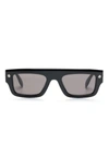 Alexander Mcqueen Logo-engraved Rectangular-frame Sunglasses In Black