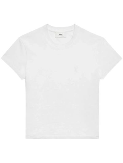 Ami Alexandre Mattiussi Ami Paris Logo-embroidered Cotton T-shirt In White