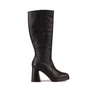 Angel Alarcon Leather Boot With Wide Heel And Platform In Black