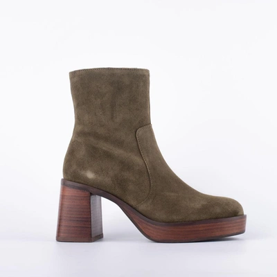 Angel Alarcon Olive Suede Ankle Boot In Brown, Green