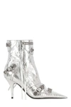 Balenciaga Cagole 90mm Metallic Ankle Boots In Silver