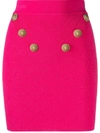 Balmain Lion-buttons Ribbed Mini Skirt In Fuchsia