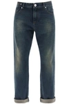 Balmain Vintage Logo-patch Straight-leg Jeans In Blue