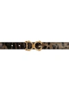 DOLCE & GABBANA BROWN BELT WITH BAROCCO DG LOGO BUCKLE AND LEOPARD PRINT IN LEATHER WOMAN