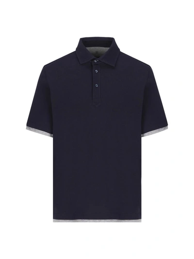 Brunello Cucinelli T-shirt And Polo In Cobalt+medium Gray