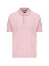 Brunello Cucinelli Ribbed-collar Slub-texture Polo Shirt In Pink