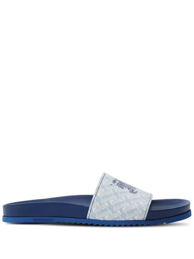 Burberry Melroy Sandal In Pale Blue Ip Pat