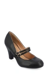 Journee Collection Womens Windy Double Strap Round Toe Block Heel Mary Jane Pumps In Black
