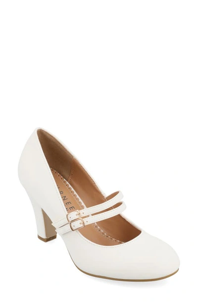 Journee Collection Womens Windy Double Strap Round Toe Block Heel Mary Jane Pumps In Ivory Croco