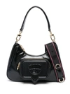 Chiara Ferragni Vicky Eyelike-embossed Patent Shoulder Bag In Black