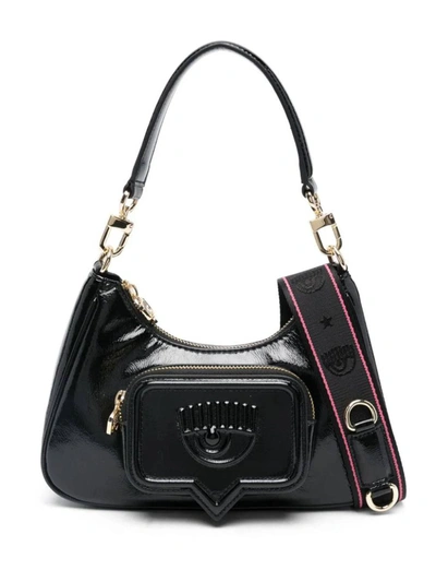 Chiara Ferragni Mini Vicky Patent Bag In Black