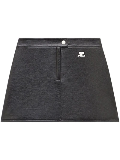 Courreges Re-edition Iconic Vinyl Mini Skirt In Black