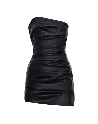 Cultnaked Too Good Vegan Leather Mini Dress In Black
