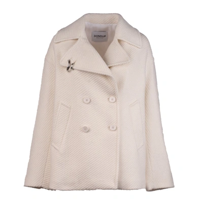 Dondup Double-breasted Cloth Peacoat In White