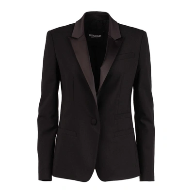 Dondup Single-breasted Wool Blazer In Black