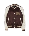 Dolce & Gabbana Technical Satin Jacket With Dg Patch In Brown