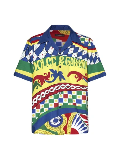Dolce & Gabbana Hawaiian Carretto Print Popeline Shirt In Multicolor