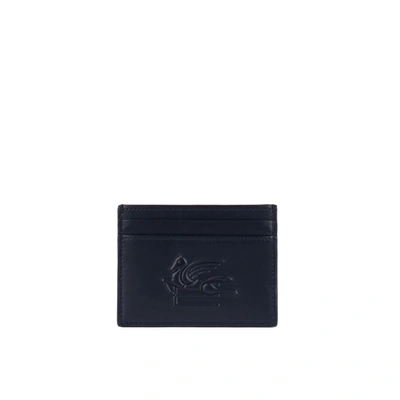 Etro Blue Embossed Logo Card Holder