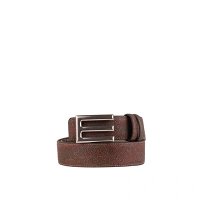 Etro Reversible Paisley Belt In Red