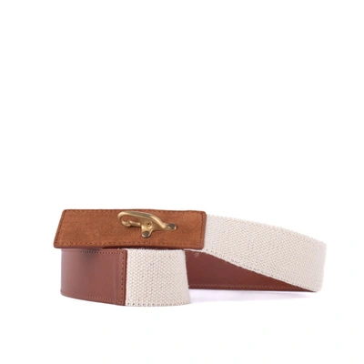 Fay Canvas And Nappa Leather Elastic Belt In Brown