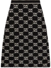 Gucci Gg Jacquard Wool Skirt In Black