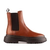 Hogan Chunky Sole Leather Ankle Boots In Brown