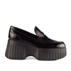 Hogan H-stripes Wedge Leather Loafers In Black