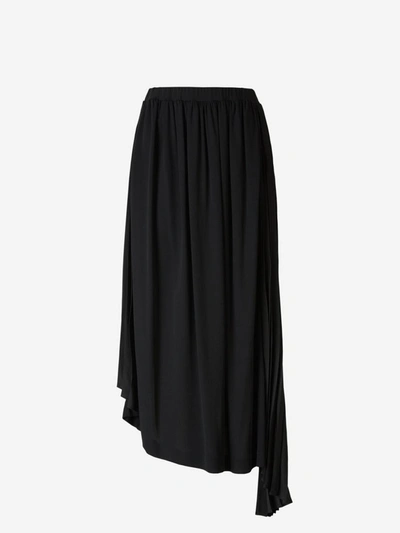 Jil Sander Asymmetric Pleated Skirt In Black