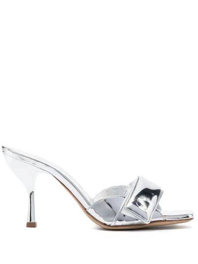 Gia Borghini Alodie 100mm Patent Leather Sandals In Silver