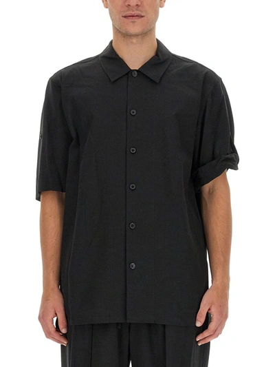 Helmut Lang Logo Embroidered Buttoned Shirt In Black