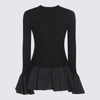 Jw Anderson Contrast Woven Hem Top In Black