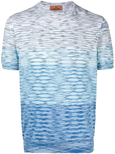Missoni Cotton Tie-dye T-shirt Gradient Pattern In Blue