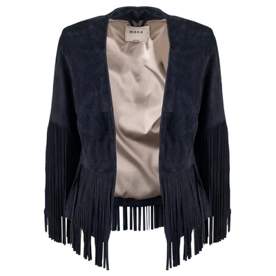 Mono Suede Fringed Tassel Jacket In Blue