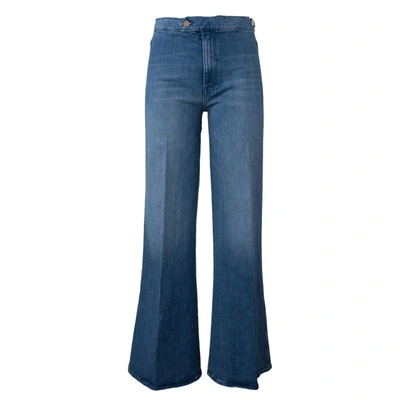 Mother Light Blue Washed Palazzo Jeans In Azure