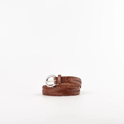 Orciani Braided Leather Belt In Brown