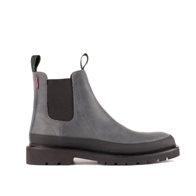 Paul Smith Grey Smooth Leather Ankle Boots In Grey