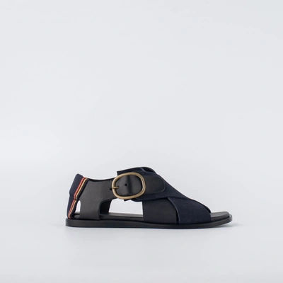 Paul Smith Nubuck Cross Sandal In Blue