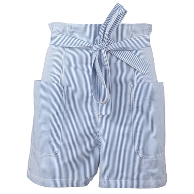 Philosophy Di Lorenzo Serafini White And Light Blue Striped Cotton Shorts In Azure