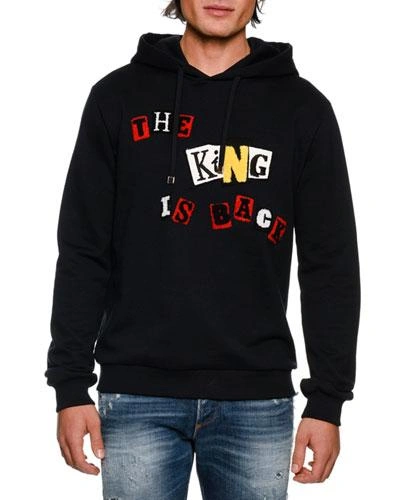 Dolce & Gabbana Black 'the King Is Back' Hoodie In Navy