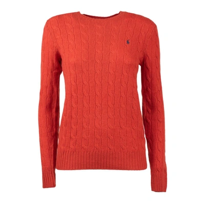 Ralph Lauren Aragosta Wool And Cashmere Cable Knit Sweater In Orange