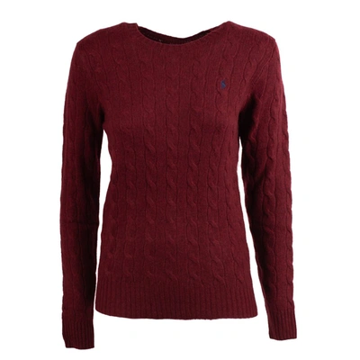 Polo Ralph Lauren Ralph Lauren Bordeaux Wool And Cashmere Cable Knit Sweater In Garnet Red Melange
