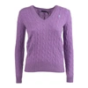 RALPH LAUREN RALPH LAUREN LILAC WOOL AND CASHMERE CABLE-KNIT SWEATER