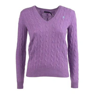 Ralph Lauren Lilac Wool And Cashmere Cable-knit Sweater