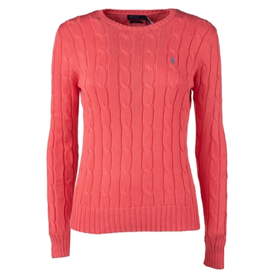 Ralph Lauren Plaited Cotton Crewneck Pullover In Orange