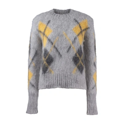 Roberto Collina Alpaca Argyle Sweater In Gray