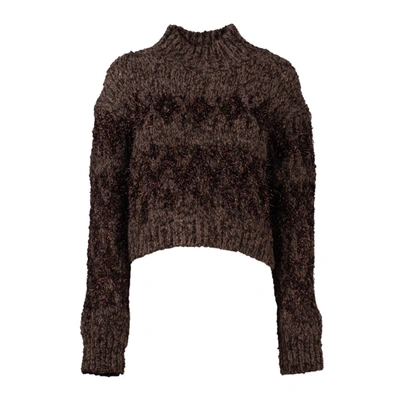 Roberto Collina Jacquard Turtleneck In Brown